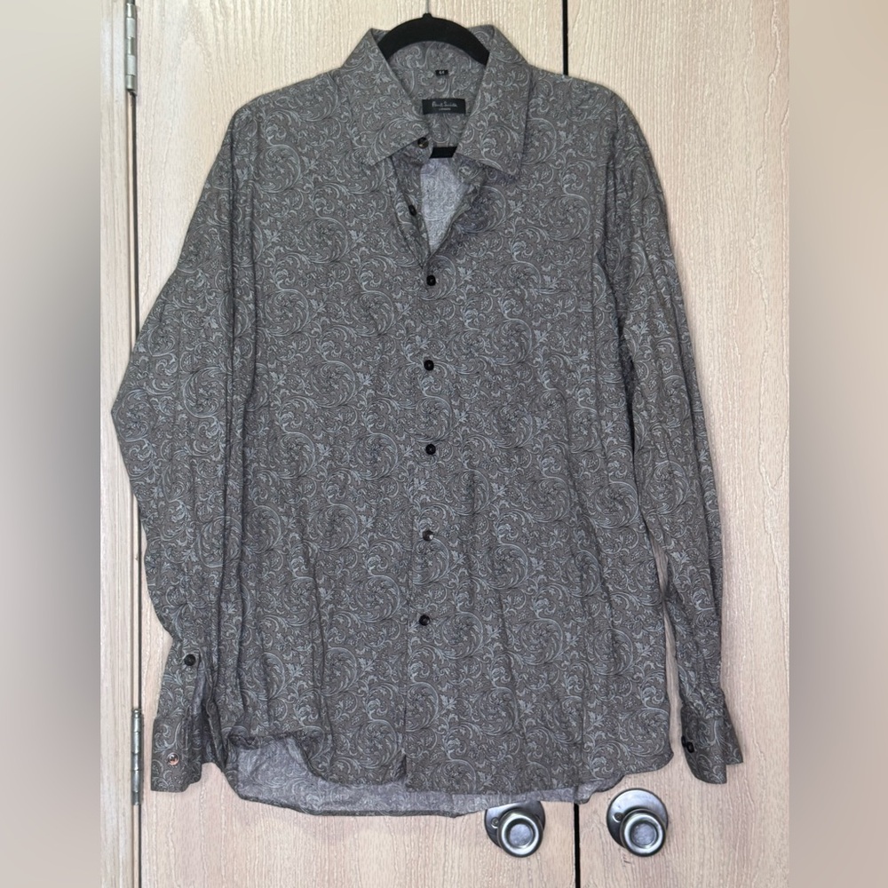 Paul Smith Gray Paisley Button-Up Shirt